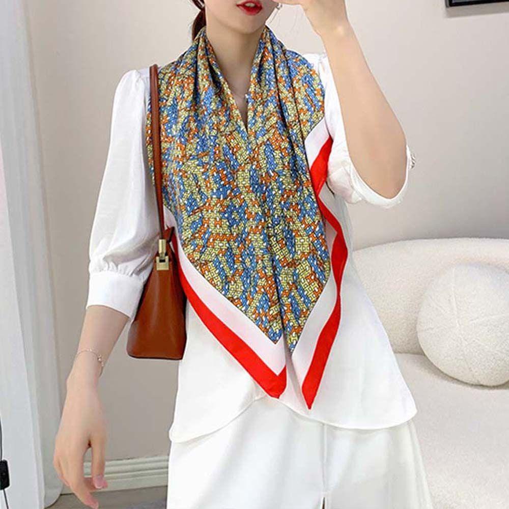 Khăn Choàng Cổ Vải Lụa Kẻ Sọc Thời Trang Xuân Hè Cho Nữ