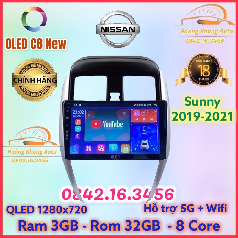 Màn hình android OLED C8 New theo xe Sunny 2019 - 2021  kèm dưỡng và jack nguồn zin theo xe