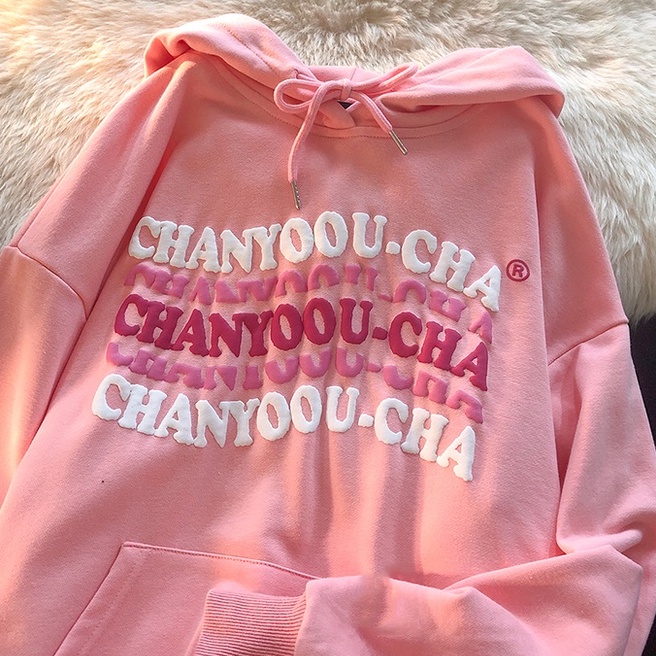 Áo hoodie ZHELIHANGFEI dài tay dáng rộng in họa tiết cá tính trẻ trung