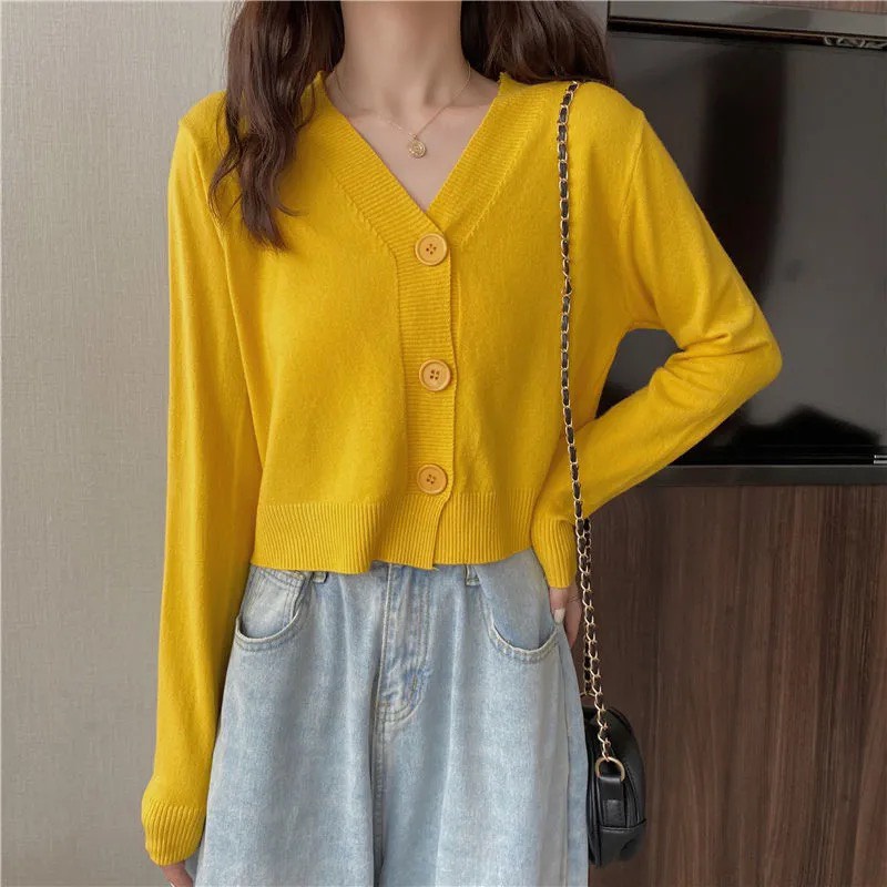 Áo khoác len nữ cardigan mỏng kiểu hàn quốc dáng croptop ulzzang - 116