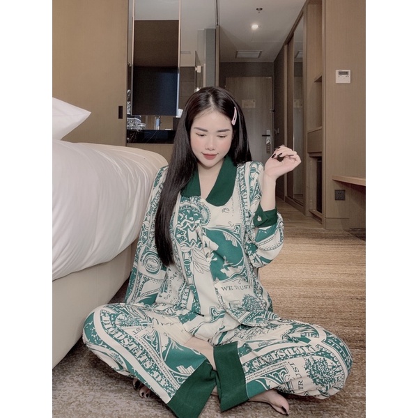 Đồ Bộ Pijama Nữ Lụa Mango Cao Cấp,Tay Dài Quần Dài,Hàng Thiết Kế,Chất Vải Mềm Mịn,Siêu Mát