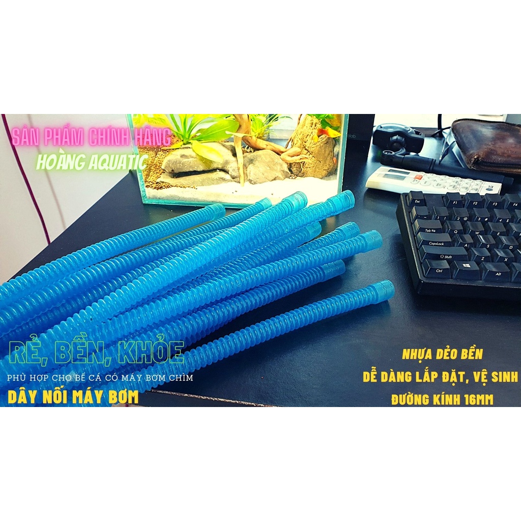 Ống Dây Xanh Nối Máy Bơm Chìm Hồ Cá - Ống Gân Xanh Nhựa Dẻo 85cm
