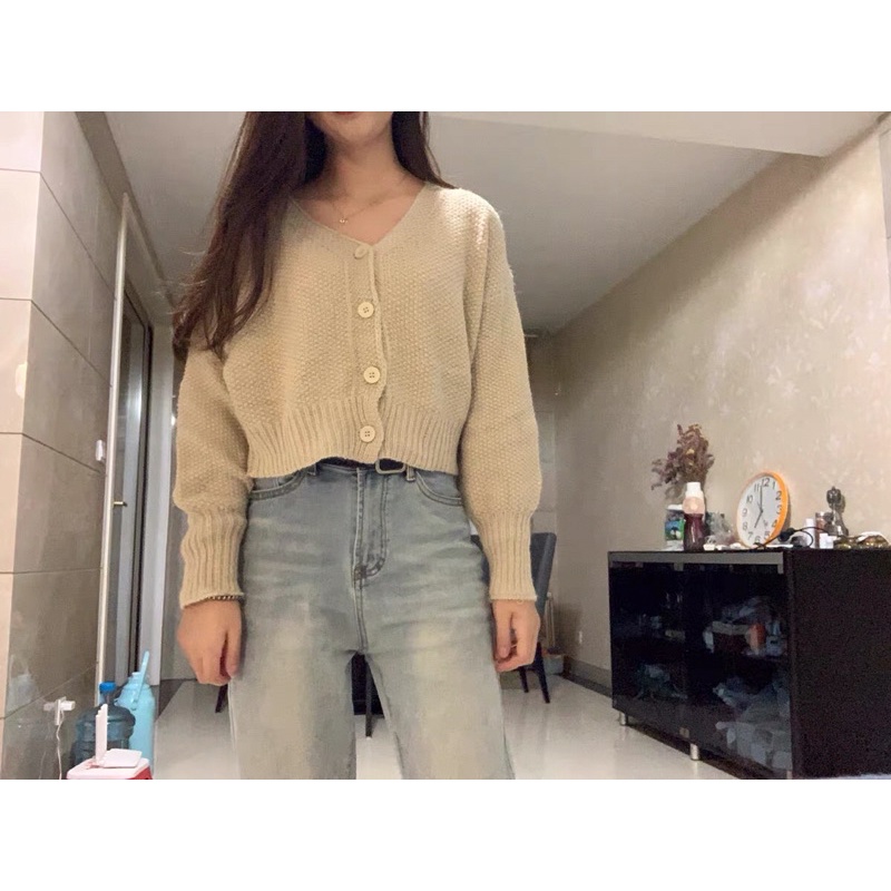 Áo len cardigan nữ dáng ngắn áo len trơ basic