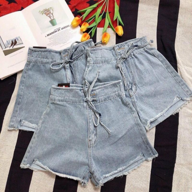 Quần jean ngắn lưng cao Hàn Quốc dành cho nữ thời trang nữ Hàn Quốc