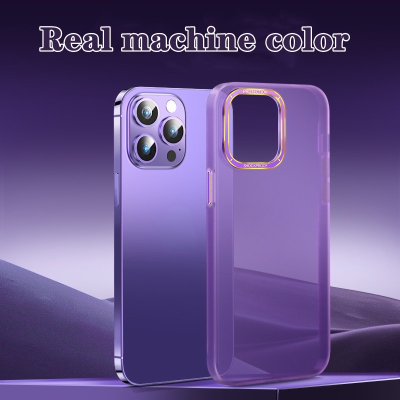 Ốp Điện Thoại Silicon Màu Tím Trong Suốt Sang Trọng Chống Sốc Cho iPhone 14 13 Pro max 14 plus