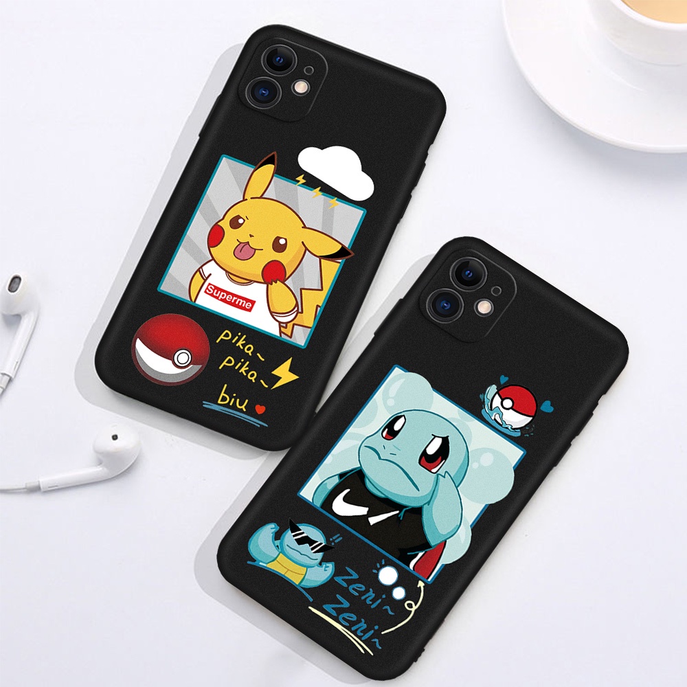 Ốp điện thoại TPU nhám đen hình Pikachu cho iPhone XR X iPhone 7 8 Plus iPhone XS Max 6S 6 Plus 5 4 M038