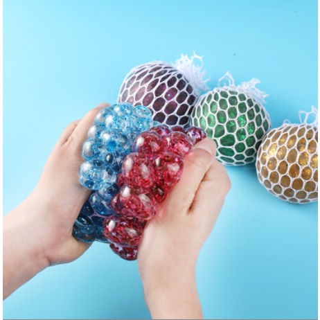 Bóng Lưới Bóp kim tuyến DCB5 Mesh Squishy Ball Xả Stress trứng lưới