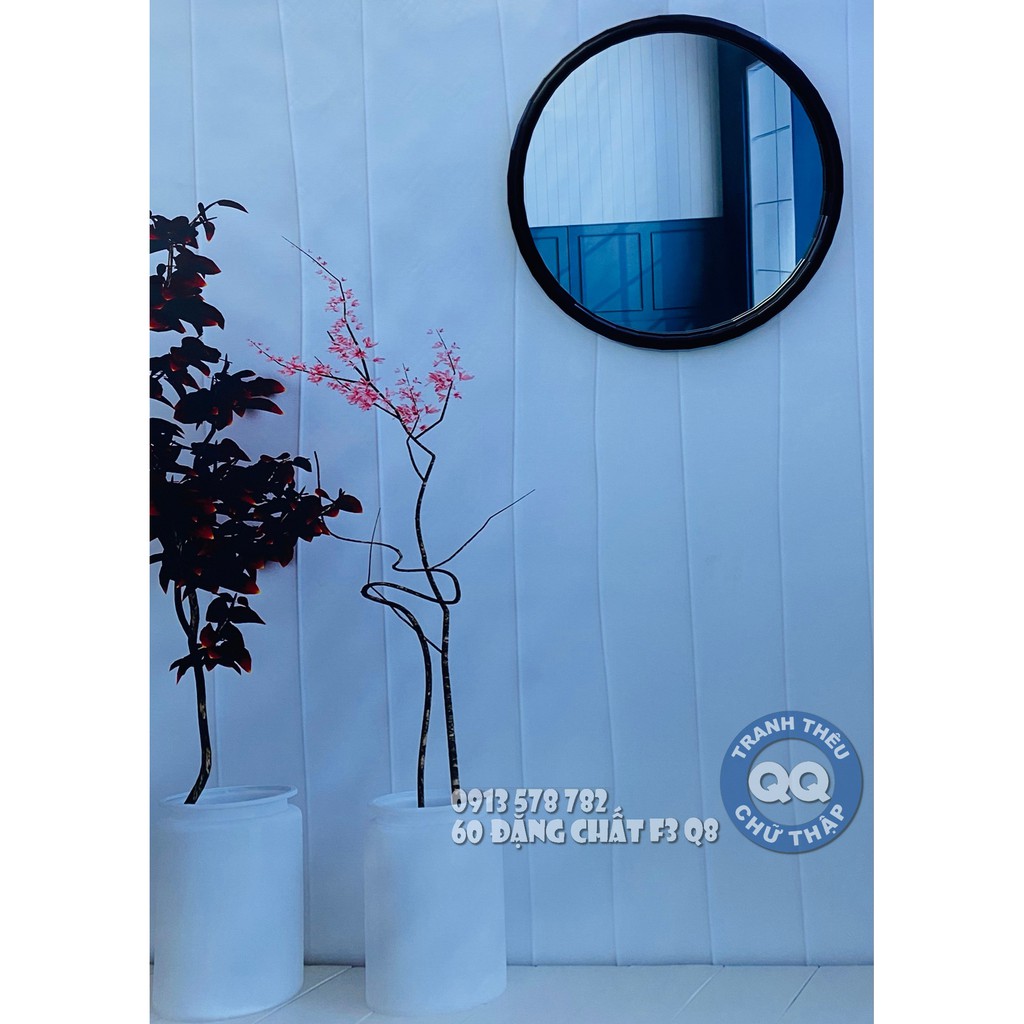 60x60cm Gương tròn treo tường có khung 3cm