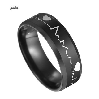 Nhẫn in nhịp tim ecg màu đen thời trang cho nam