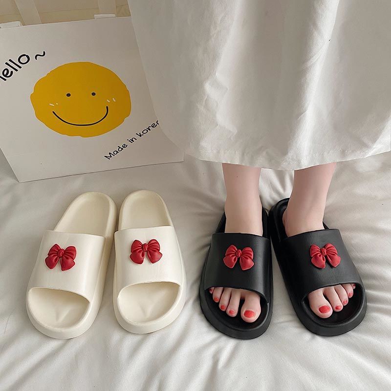 Dép Quai Ngang Chống Trượt Đính Nơ Dễ Thương Cho Nữ