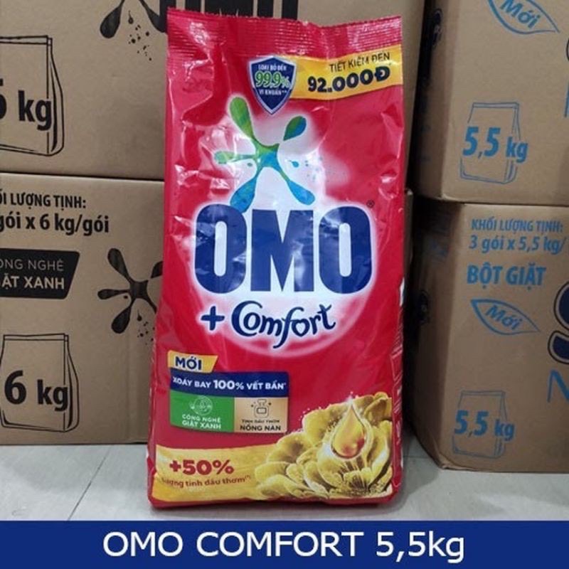 Bột giặt tay OMO 6kg và hương comfor 5,5kg
