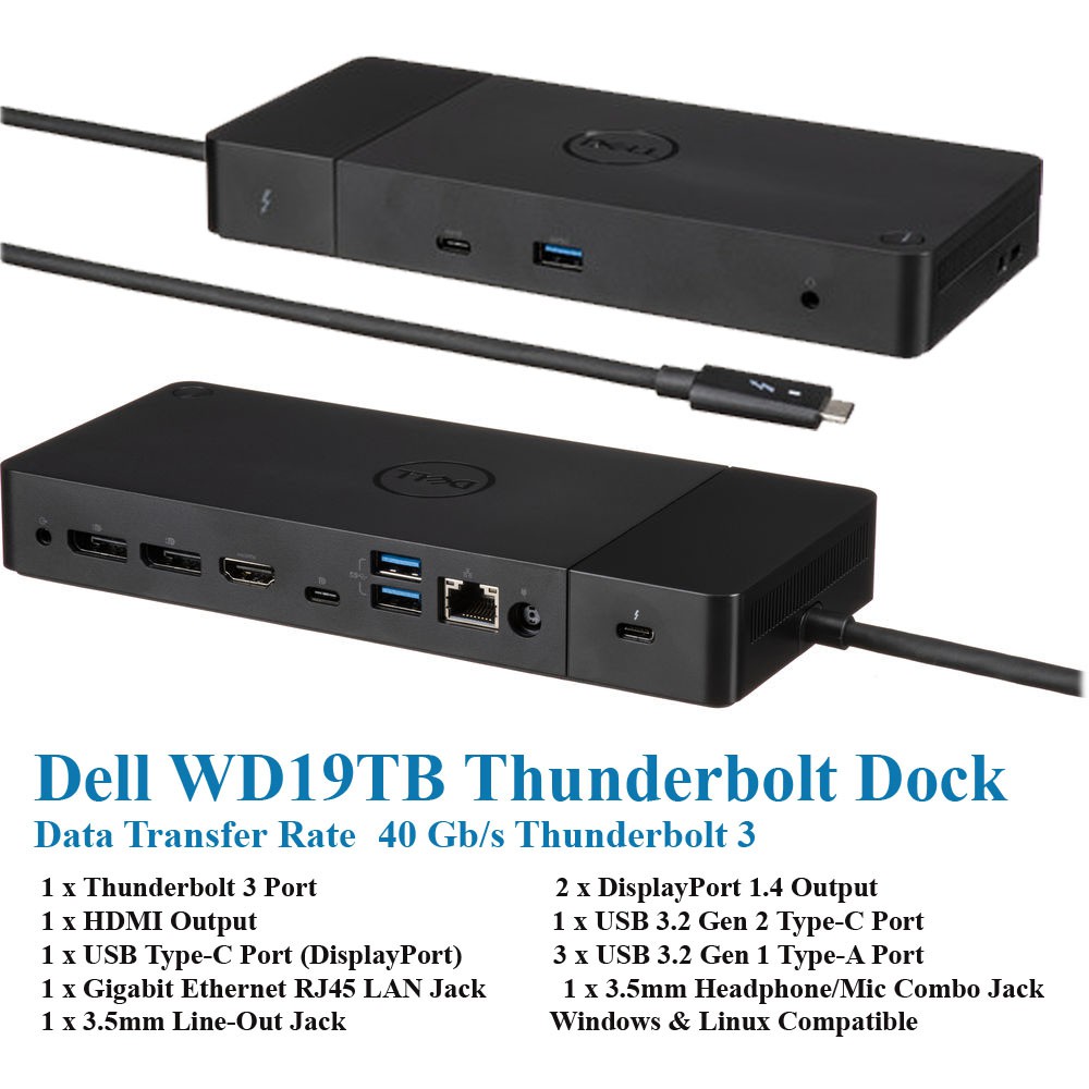 Bộ Chuyển đổi Dell Wd19tb Thunderbolt Dock 4k 5k With 180w Ac Adapter Shopee Việt Nam