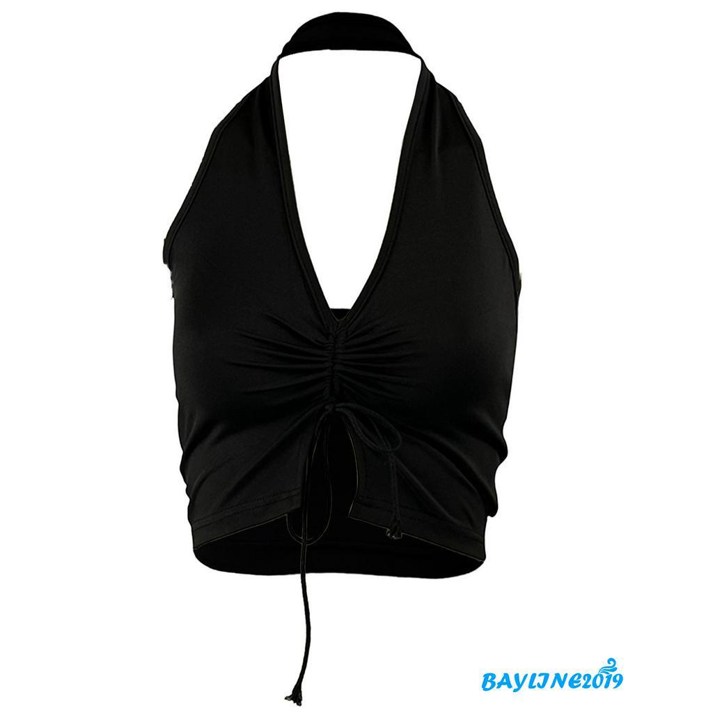 Áo lửng hai dây cổ xẻ sâu thời trang quyến rũ cho nữ