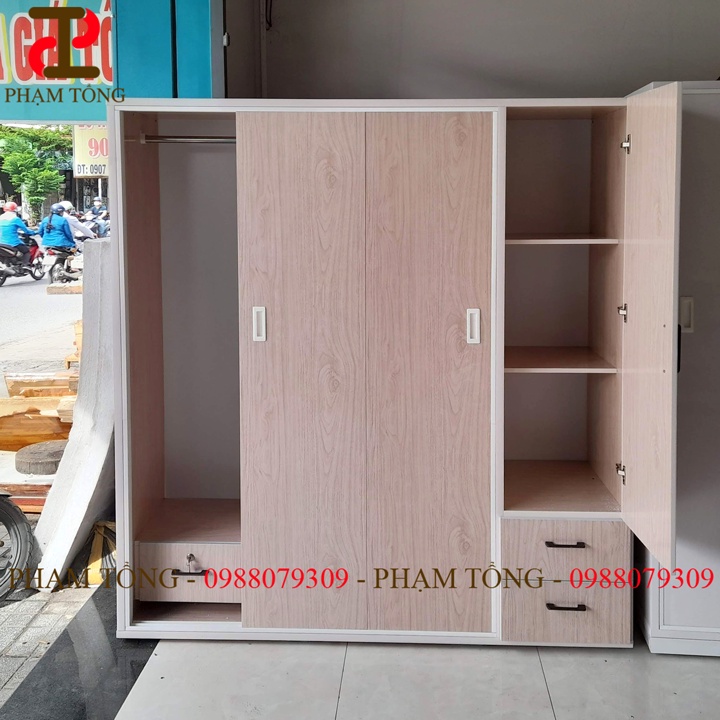 Tủ quần áo nhựa đài loan 4 cánh cửa lùa - Hàng tại xưởng