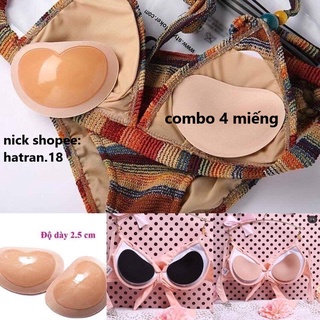 4 miếng dán độn tim, 2 đôi miếng đệm ngực silicon dán trong áo bơi