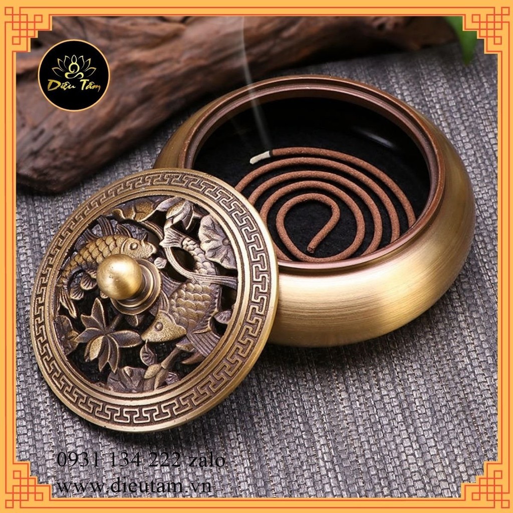 Lư đồng đốt trầm thay cho lư điện- lò đốt đỉnh trầm bằng đồng nguyên chất khối đúc liền