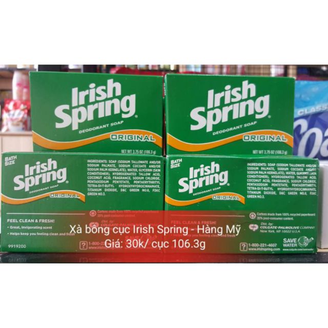 Xà bông diệt khuẩn Irish Spring Original 106g - Mỹ