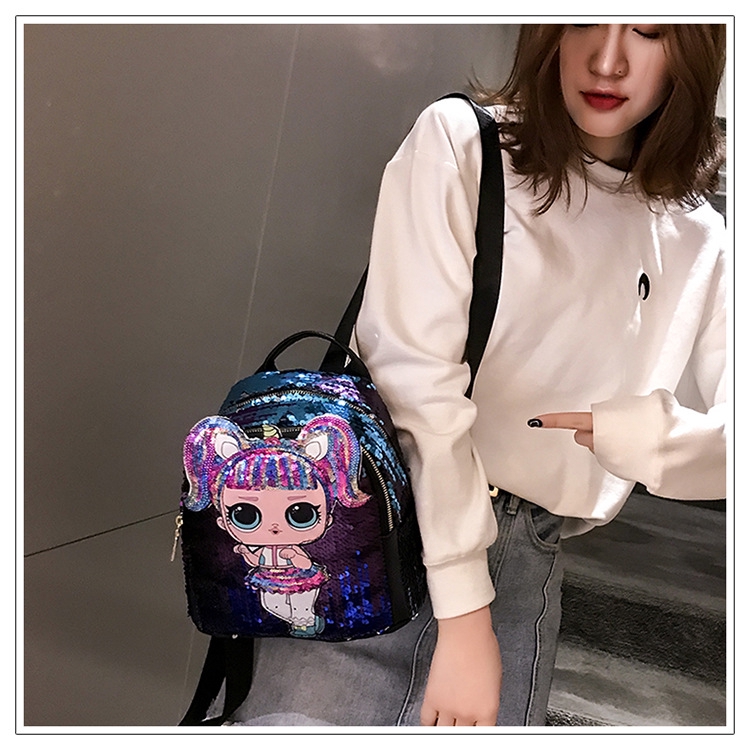 3d Lol Surprise Doll Kids Sequin Backpack Backpack Neo Kids Korea Balo Cute Túi Bé Gái