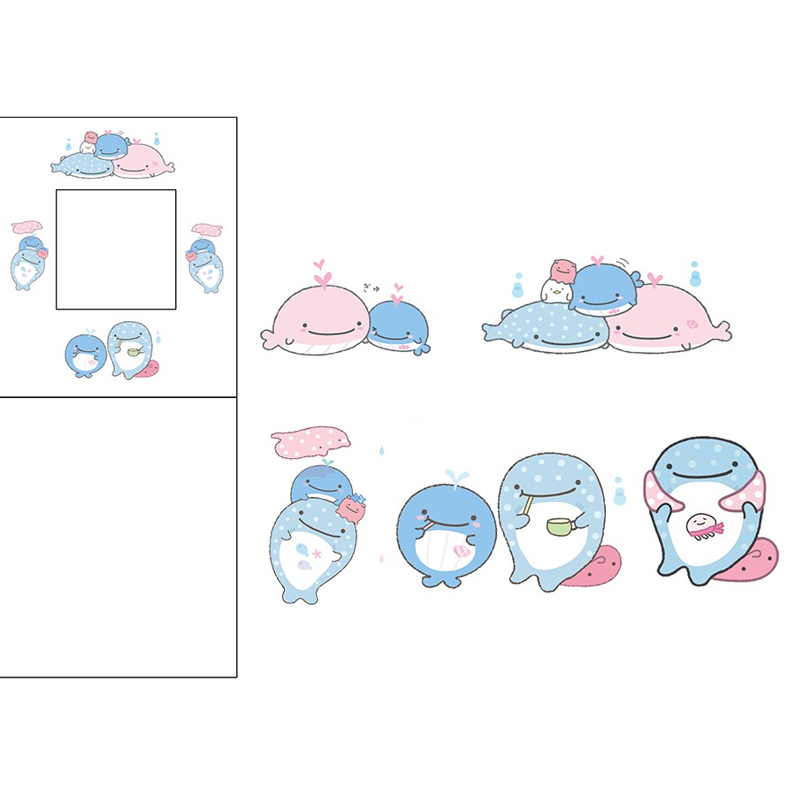 sticker cá voi jinbeisan cắt rời size to SCI35 có bao giấy cute dễ thương bullet journal