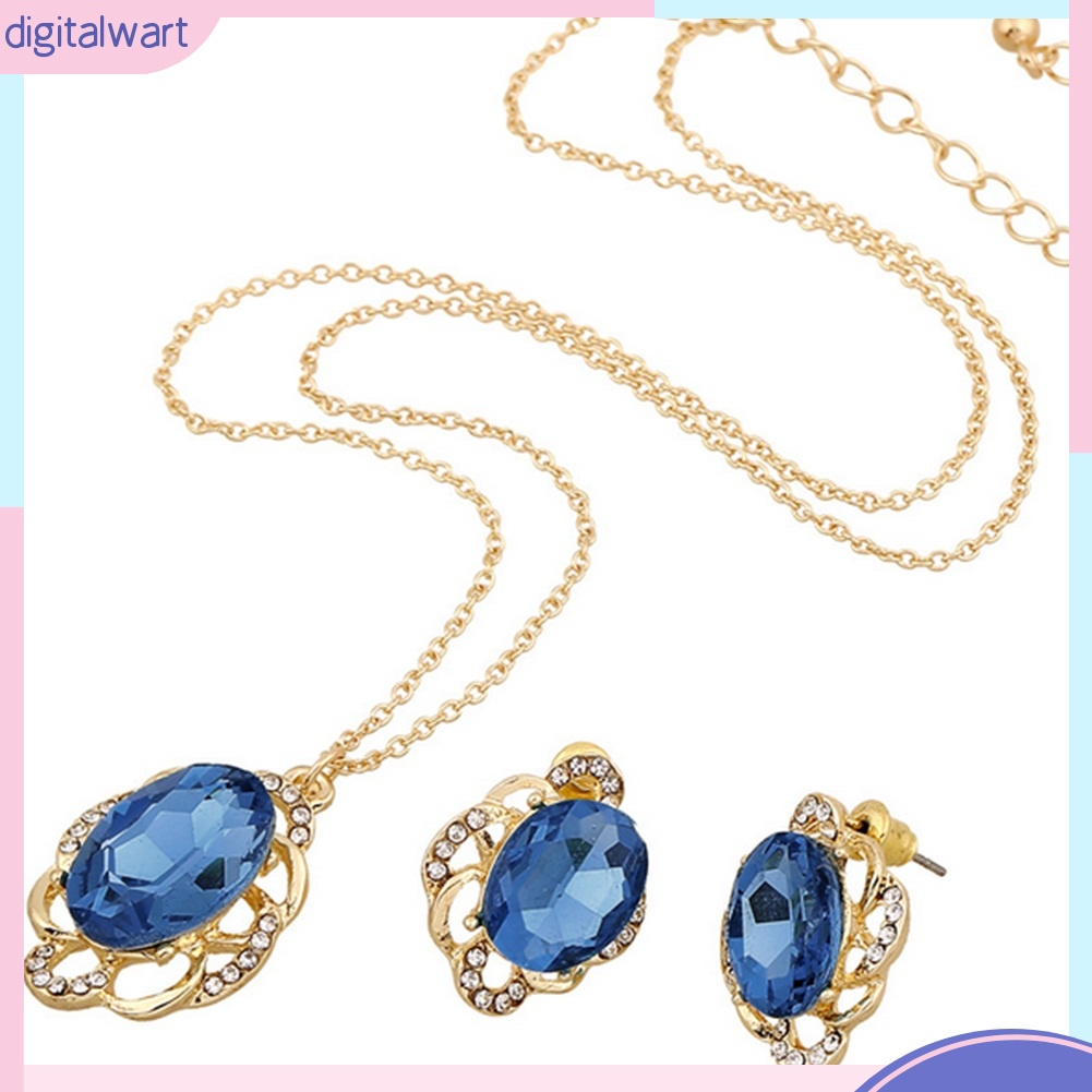 Bộ dây chuyền và bông tai đính đá thiết kế sang trọng dành cho nữ