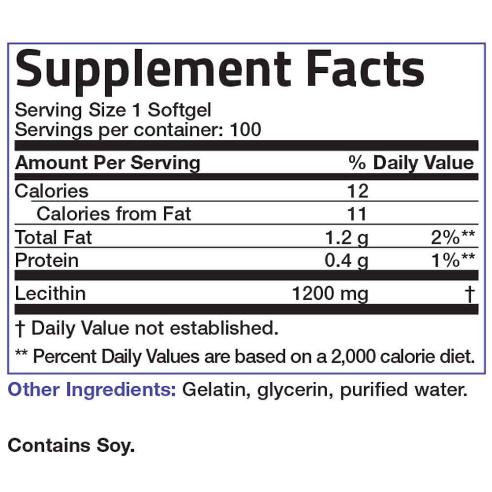 Organic Lecithin 1200mg - 100 viên Mỹ - Đẹp da, bổ cơ thể