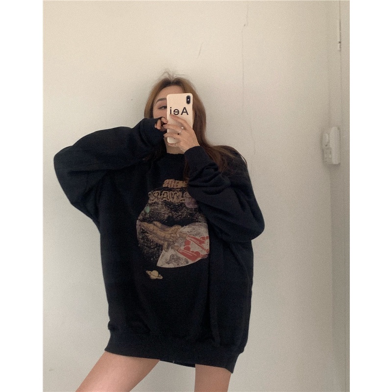 Áo Sweatshirt Tay Dài Cổ Tròn Dáng Rộng In Họa Tiết Phong Cách Hàn Quốc Thời Trang Mùa Thu Cho Nữ | BigBuy360 - bigbuy360.vn
