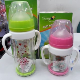 Bình Thủy tinh vô trùng chóng vỡ 2 lớp 120ml bà 180ml BaBY Love