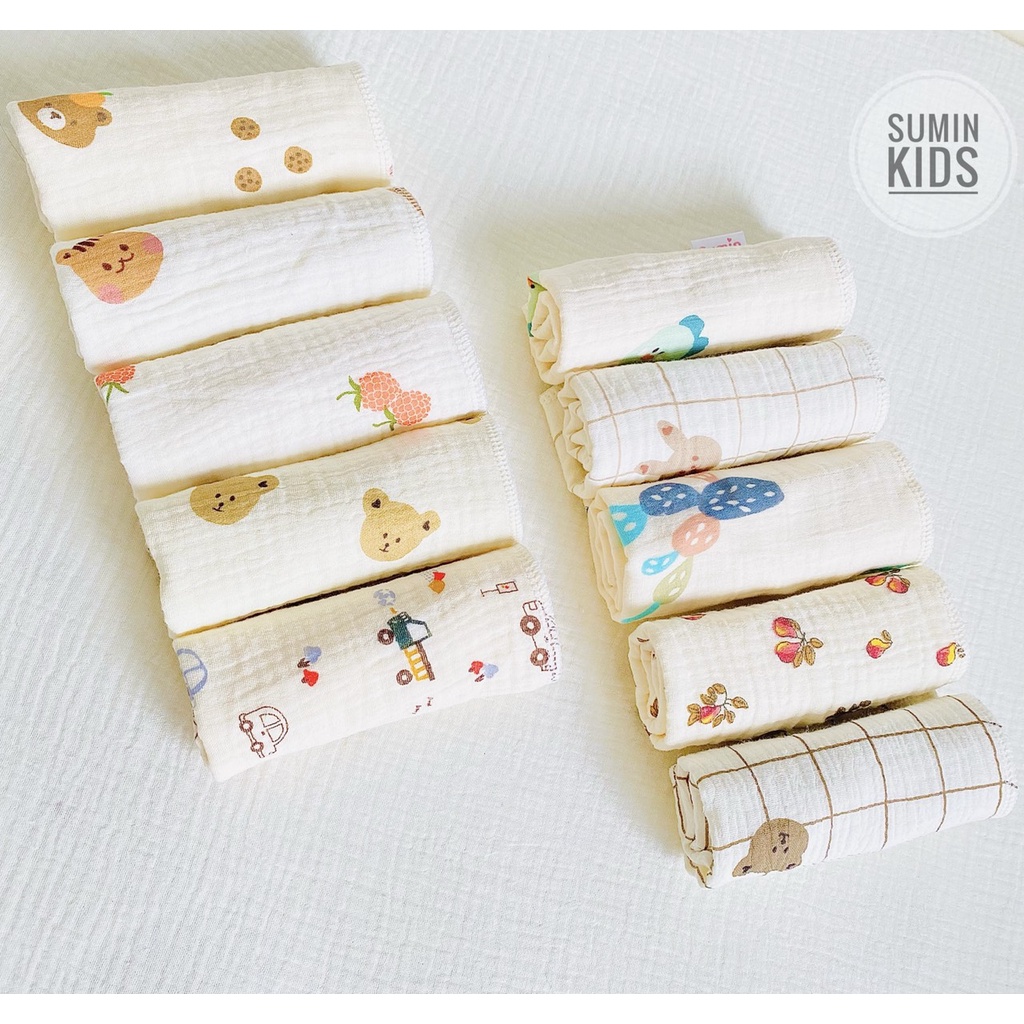 Khăn xô sữa cho bé loại 4 lớp, khăn sữa, khăn xô Muslin Oganic cao cấp cho bé SUMIN