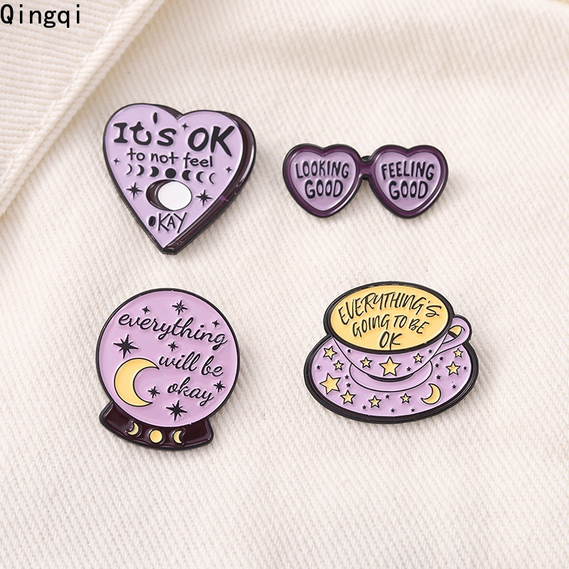 Huy hiệu cài áo MISS ZOE thiết kế trái tim/ cốc cà phê/ mặt trăng/ kính mắt hoạt hình màu tím sáng tạo đáng yêu