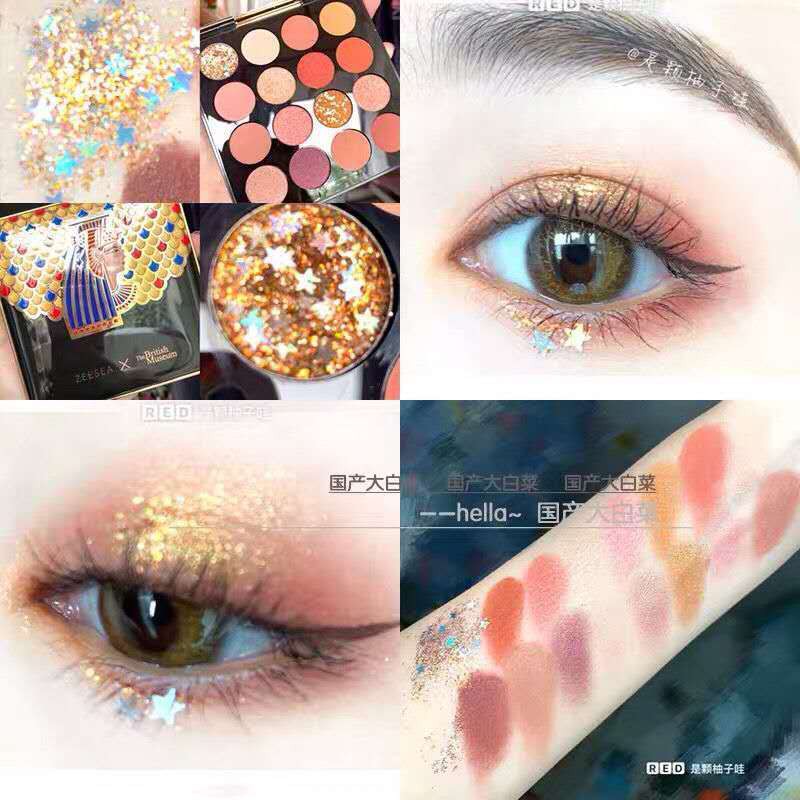 Bảng Phấn Mắt Bóng Lưu vực ZEESEA Color Egyptian Eyeshadow Palette 16 colors Anderson Cat Spirit Snake Sequined Glitter Earth