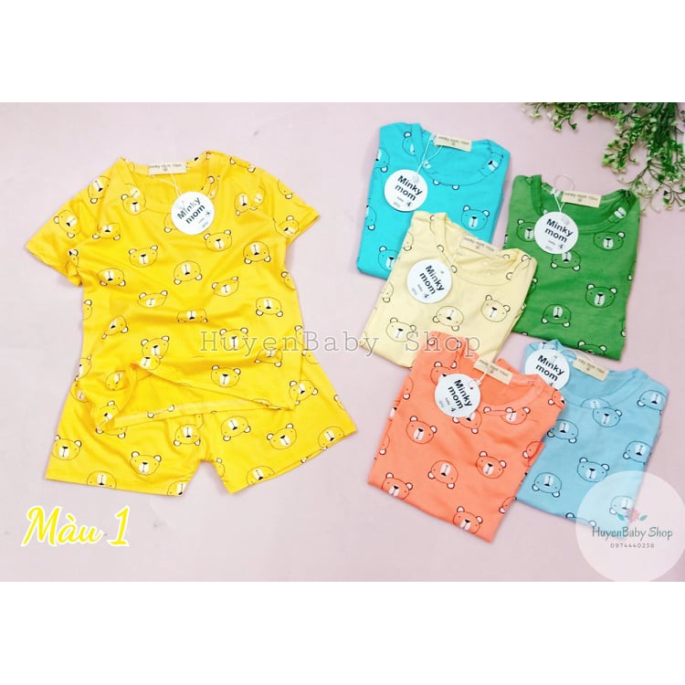 Bộ Cộc Tay Cho Bé Bộ thun lạnh Minky Mom Cộc Tay mẫu Gấu Cho Bé, Mềm mịn, Thấm Mồ Hôi ,Co Dãn Tốt (M04)