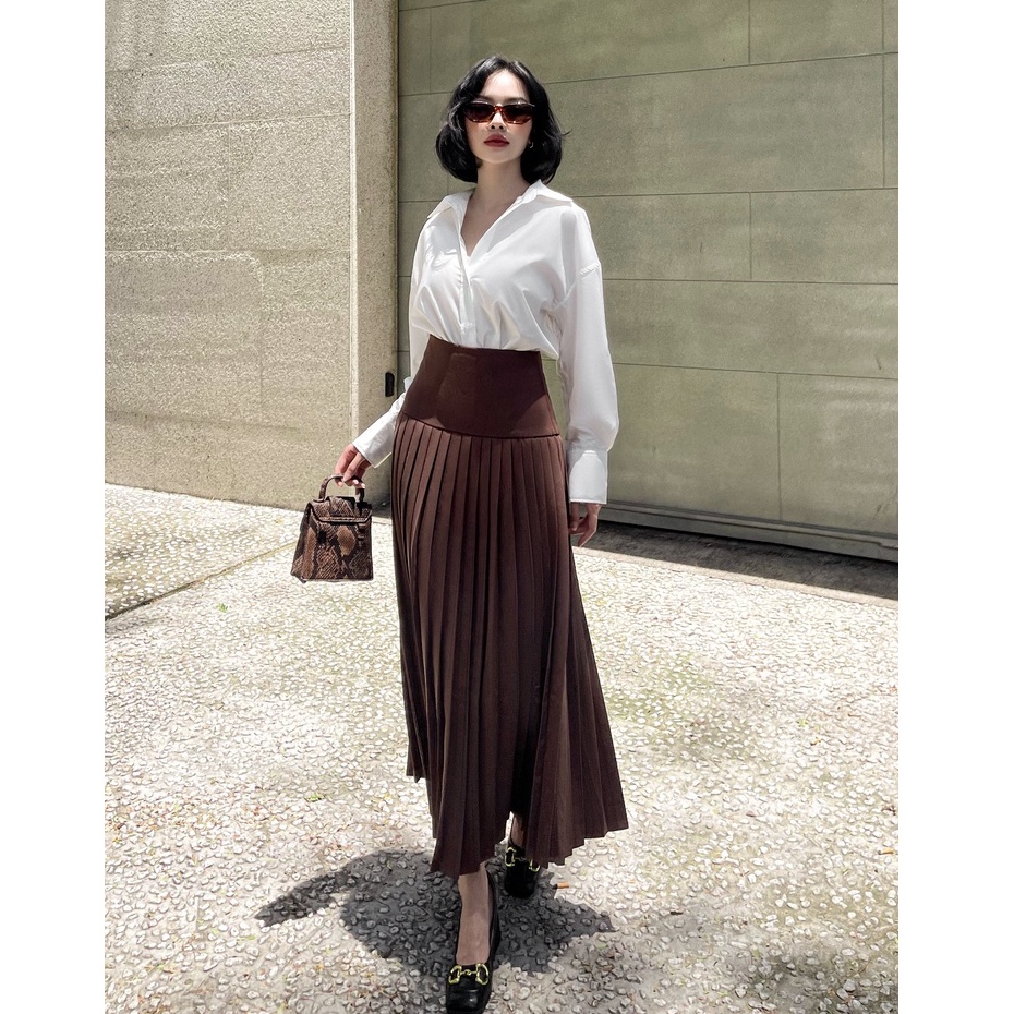 Váy xếp ly dài bản to , Peace House Clothing