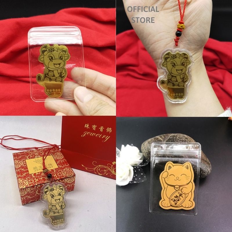 Miếng dán trâu mèo vàng cầu tài lộc may mắn dùng cho điện thoại và ví tiền JUMITO SL232