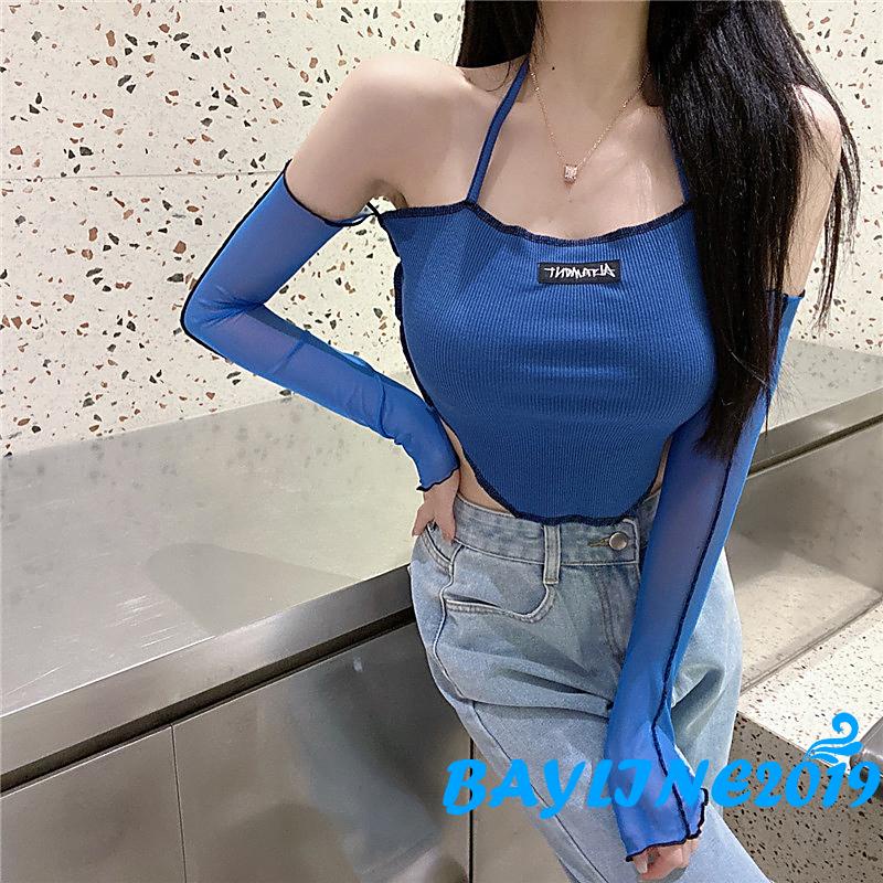 Áo croptop tay lửng trễ vai phong cách quyến rũ cho nữ