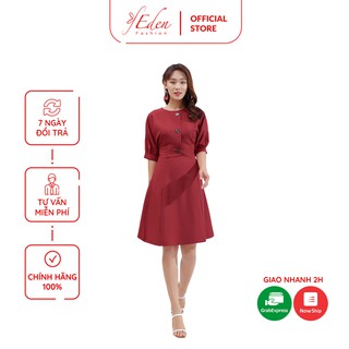 Đầm chữ a thời trang Eden tay cánh dơi phối nút - D386