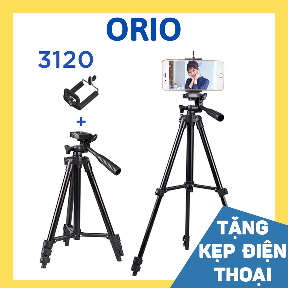 Giá đỡ điện thoại để bàn tripod 3120 ba chân có tay cầm tặng kèm đầu kẹp - ORIO