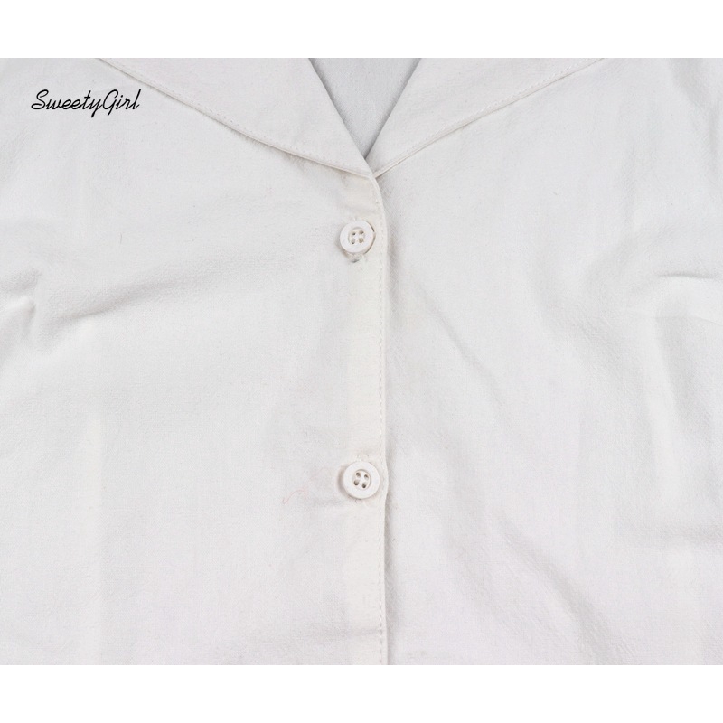 Áo Sơ Mi Lửng Ngắn Tay Màu Trơn Thời Trang Cho Nữ