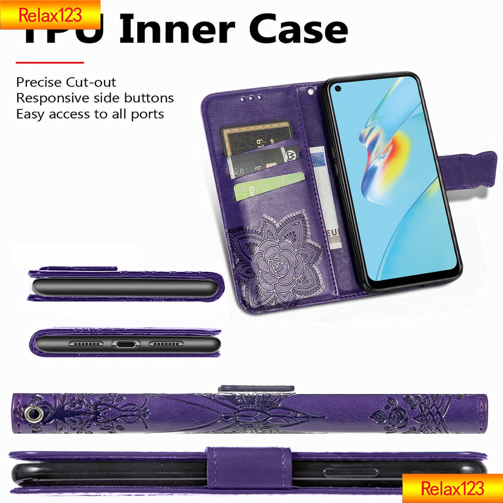 Bao Da Dập Nổi Sang Trọng Họa Tiết Cây Và Bướm Cho Oppo A94 Reno5F F19 Pro | BigBuy360 - bigbuy360.vn