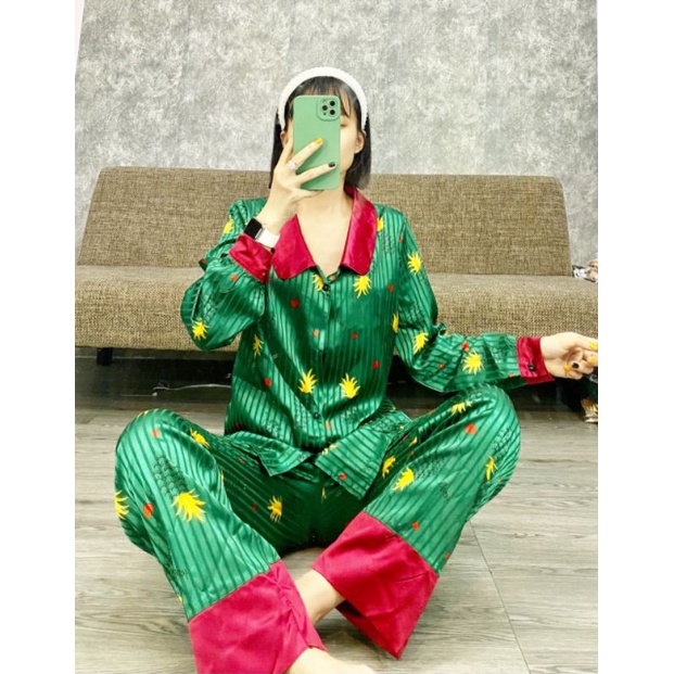 bộ pijama lụa gấm phi bóng satin