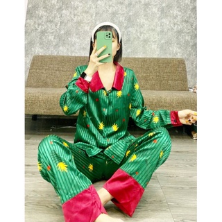 Bộ pijama lụa gấm phi bóng satin