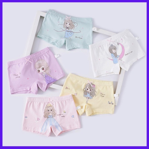 Quần Chíp Bé Gái,Quần Lót Bé Gái Set 5 Chiếc Kháng Khuẩn 100% Cotton hàng Xuất Dư Dành Cho Bé từ 2-12 tuổi