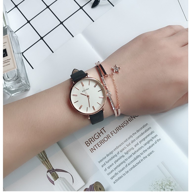 {Tặng lắc} Đồng Hồ Nữ Dây Da Kaxina x3 kim vạch Dây Da | BigBuy360 - bigbuy360.vn