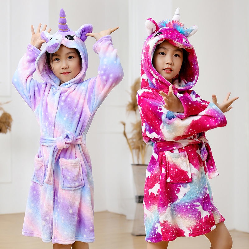 Áo Choàng Tắm Kiểu Kimono In Hoạt Hình Kigurumi Dễ Thương Cho Bé Gái 4 6 8 10 12 Tuổi