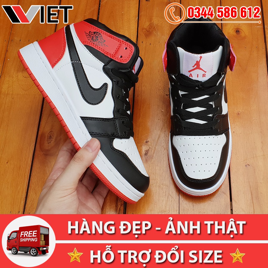 Giày Thể Thao Air Jordan 1 Đen Đỏ Cao Cấp