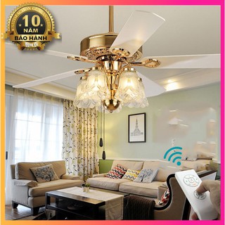 Đèn Trang Trí Phòng Khách Hiện Đại - Đèn quạt trần trang trí phòng khách, phòng ngủ HJ-9965G52[5 cánh 52 inch]