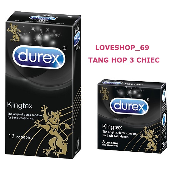 (CHE TÊN)Bộ 1 Hộp Bao Cao Su Durex Kingtex (12 Cái/Hộ)p + Tặng 1 Hộp Bao Cao Su Kingtex (3 Cái/Hộp)