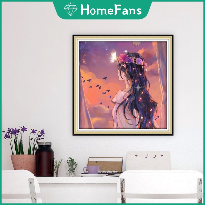 Bộ Tranh Đính Đá 5D Tự Làm 30x30cm / 40x40cm / 50x50cm Hình Cặp Đôi Lãng Mạn Trang Trí Nhà Cửa