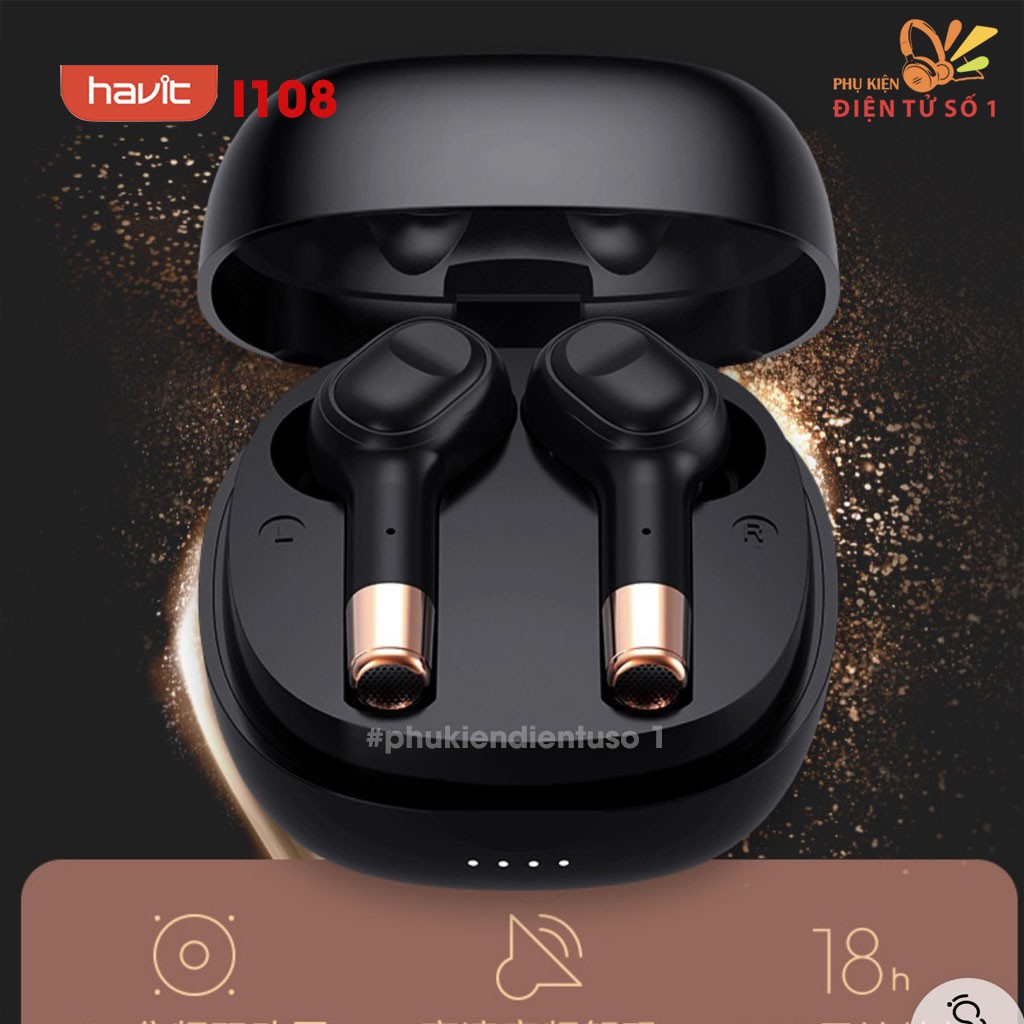 Havit I108 tws tai nghe bluetooth thế hệ mới nhất âm trong, bass mạnh, kết nối ổn định - phụ kiện điện tử số 1