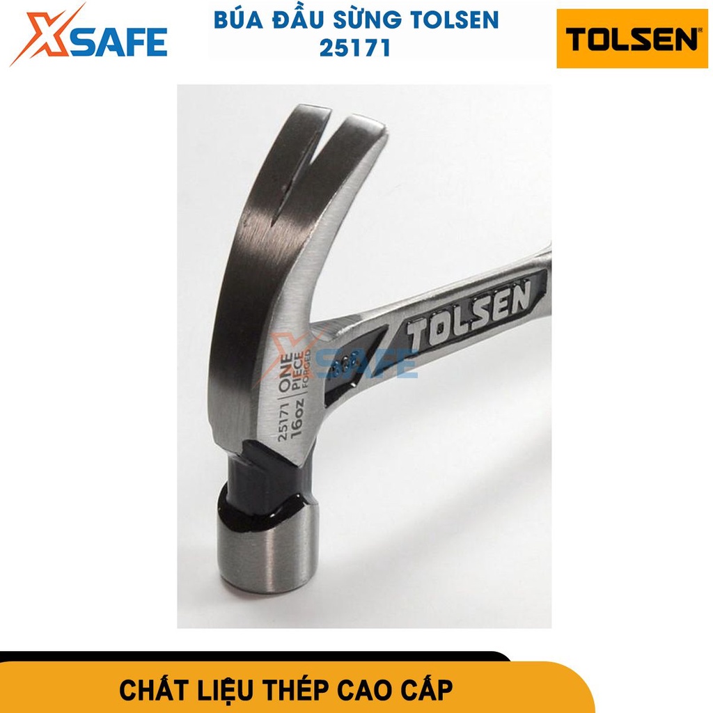 Búa đóng đinh đa năng TOLSEN 25171 hợp kim thép cao cấp chống rỉ, búa nhổ đinh cầm tay đóng đinh bê tông, tường, gỗ