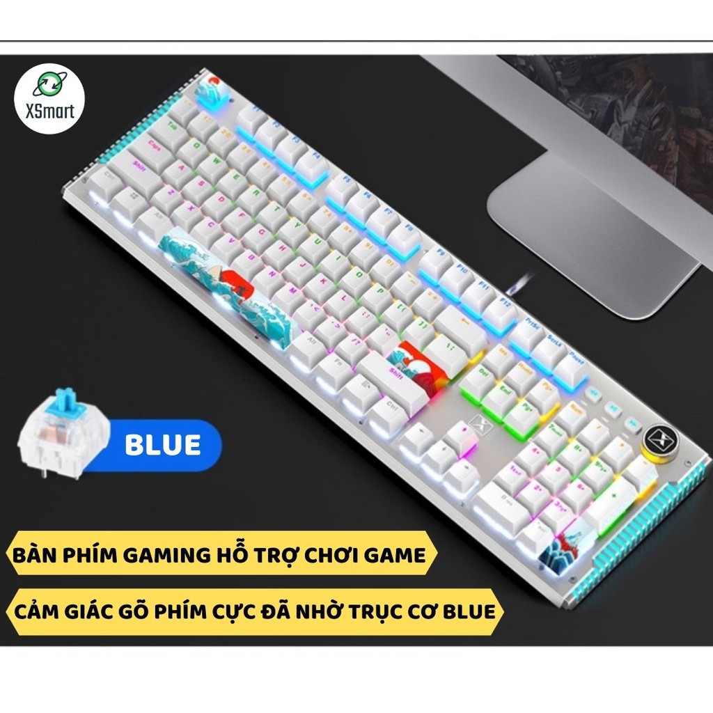 Bàn phím cơ gaming cao cấp K968 keycap siêu xịn, có hơn 20 chế độ LED, blue switch gõ cực đã chiến mọi tựa game